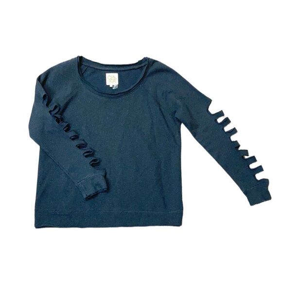 Chaser Black Cut Out Long Sleeve Crew Neck Sweatshirt Size Small - Picture 1 of 9